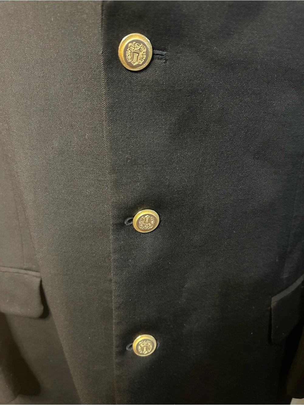 Roberto Villini Men’s Super 100 Wool Blazer Black Gold Buttons Italy 48 50